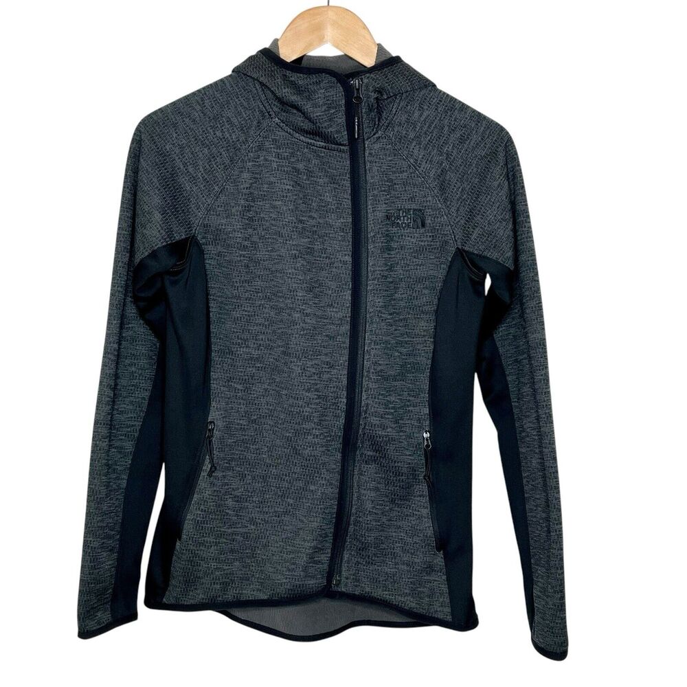 The North Face Fleece Full Zip Hooded Asymmetrical Jacket Gray Womens Small